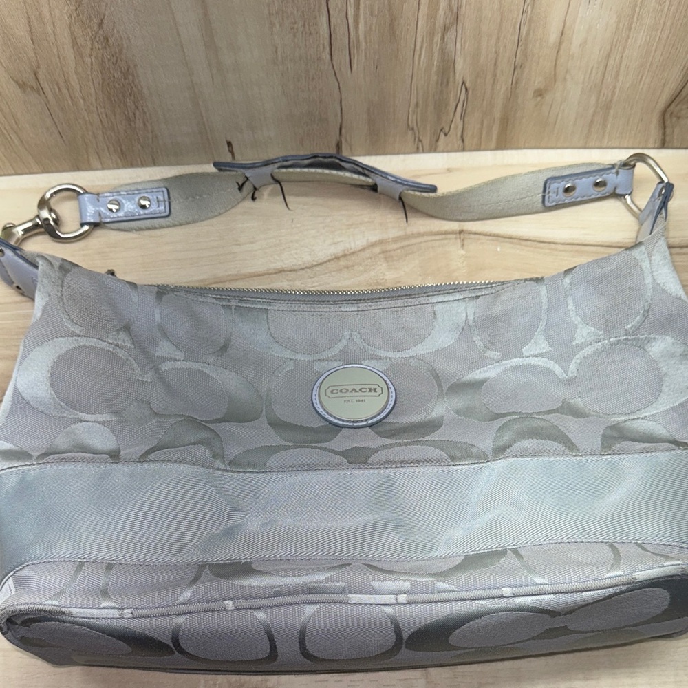 Coach Silver and Gray Shoulder Bag